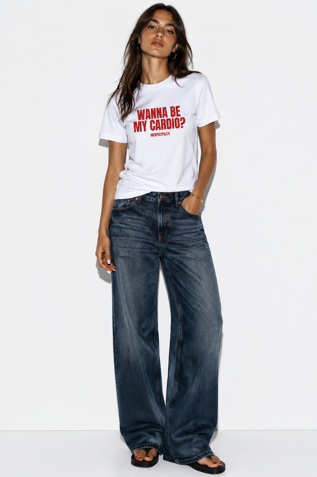 Wanna be my cardio? (respectfully) - Baby tee front
